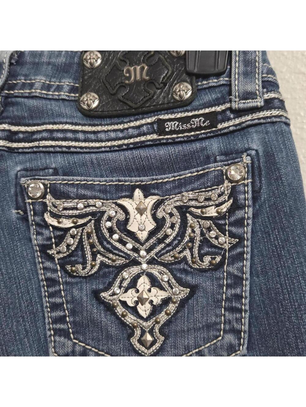 Miss Me Women's Blue and Navy Jeans - Picture 5 of 8